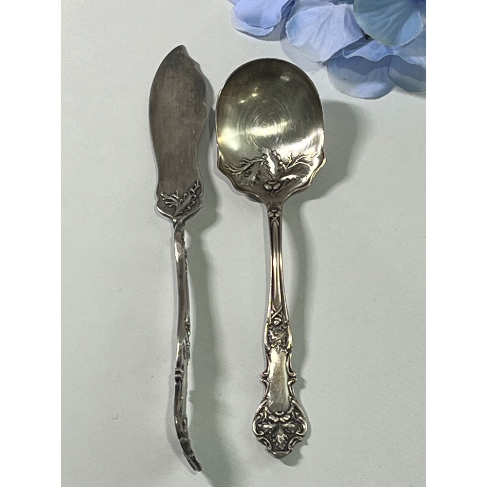 1847‎ Rogers Bros Charter Oak Sugar Spoon Master Butter Knife Silverplate 1906